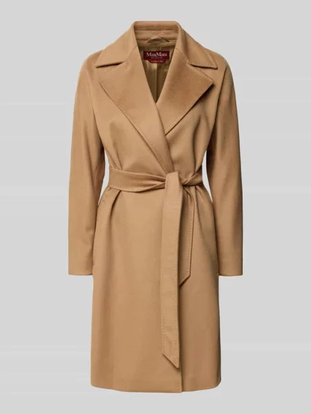 Płaszcz wełniany z wiązanym paskiem Max Mara Studio