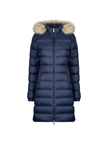Haină de puf Tommy Jeans cu glugă albastru