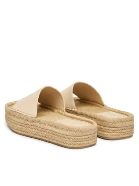 Espadrilky Calvin Klein Flatf Espa Mule Lth Mg béžová