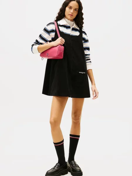 Вельветова джинсова сукня Tommy Jeans чорна