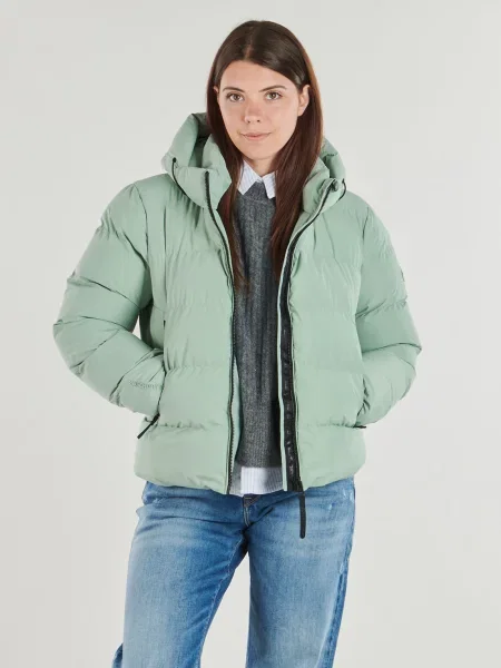 Geacă cu puf Superdry cu glugă verde