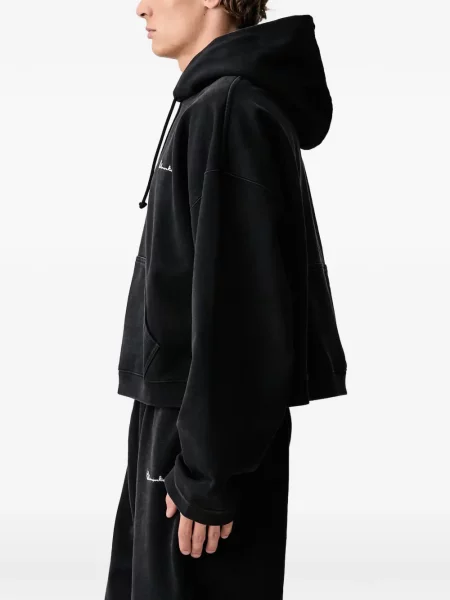 Подрязан суичър с качулка Vetements бродиран черно