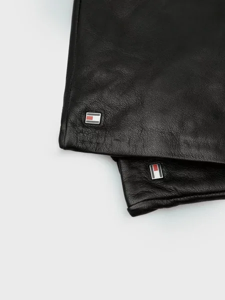 Кожаные перчатки Tommy Hilfiger черные