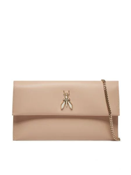 Usnjena večerna torbica Patrizia Pepe črna bež