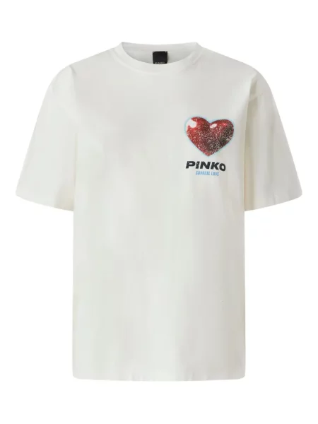 Tricou Pinko cu imagine cu motiv cu inimi alb