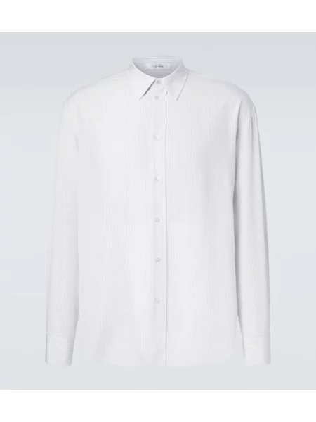 Hedvábná pruhovaná košile The Row bílá