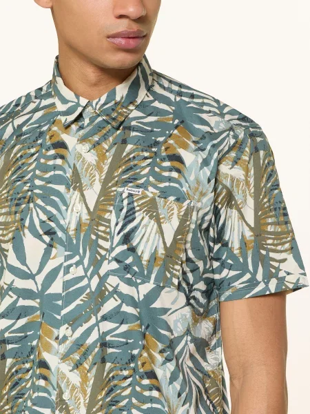 Barbour Košile S Krátkým Rukávem Gleaston Relaxed Fit petrolejová / velbloudí / krémová