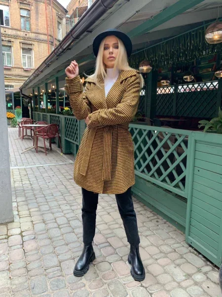 Пальто з утеплювачем Milirud гірчичний бавовна/поліестер