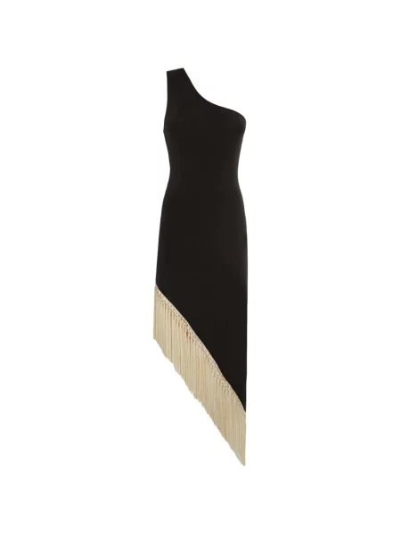 Rochie Taller Marmo cu franjuri asimetrică negru