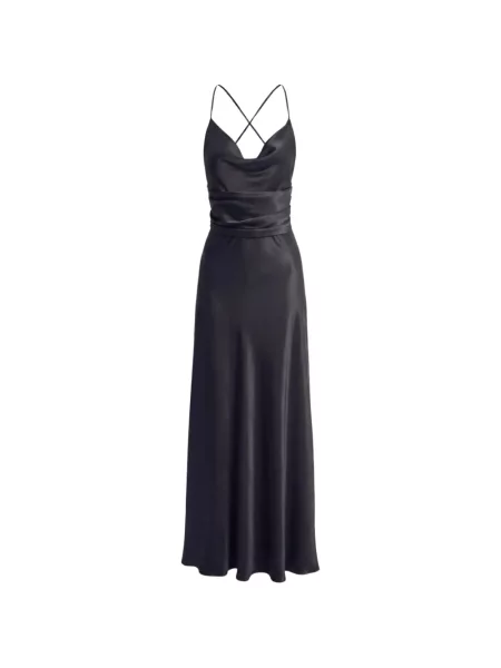 Rochie maxi Irina Schrotter cu volane negru