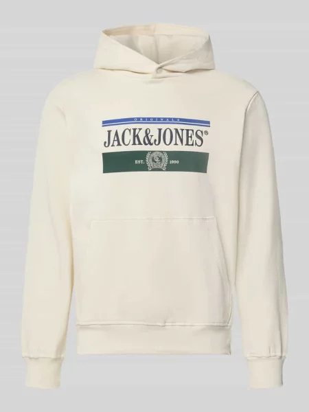 Bluza z kapturem z nadrukiem z logo model FREDERIKSBERG' Jack & Jones biała
