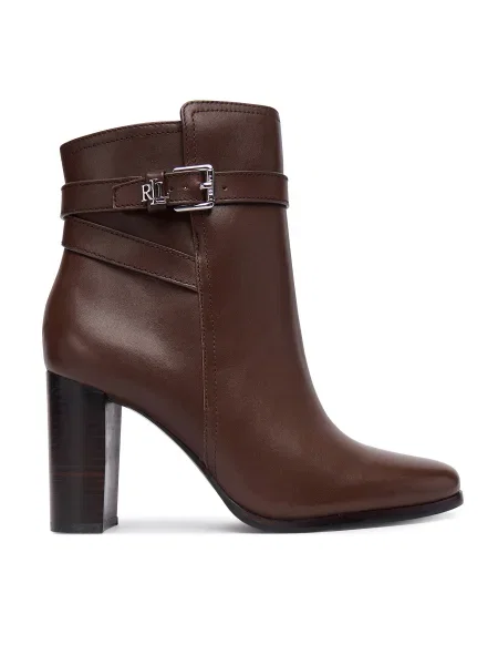 Кожени боти Lauren Ralph Lauren Brke Bt Hl 2 с дебел кафяво
