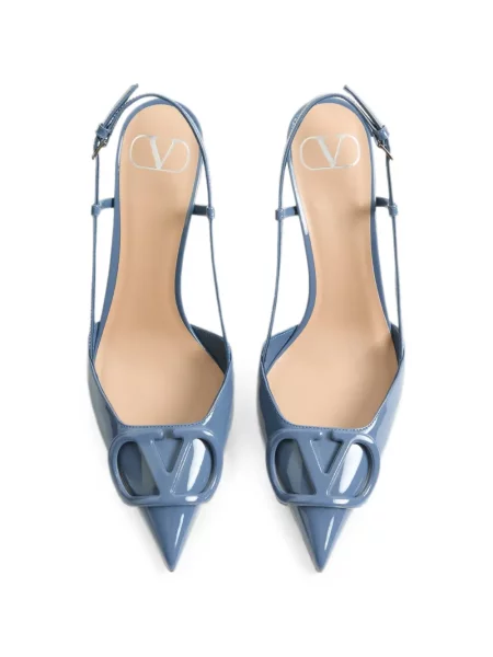 Iš natūralios odos bateliai Valentino Garavani slingback mėlyna