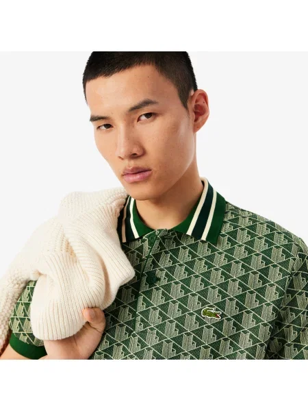 Lacoste Koszulka Polo Z Monogramem Classic Fit zielona