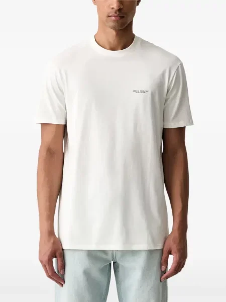 Scurt tricou Armani Exchange cu imagine alb