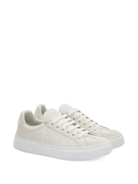 Sneakerși Ferragamo din piele de căprioară alb