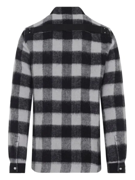 Vunena košulja Rick Owens karirana crna