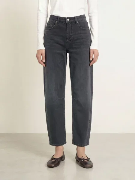 Opus Pants Barrel Džíny Mari Sky dark grey šedé