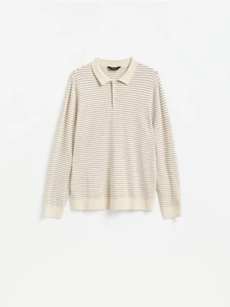 Reserved Sweter polo z wiskozą beżowy
