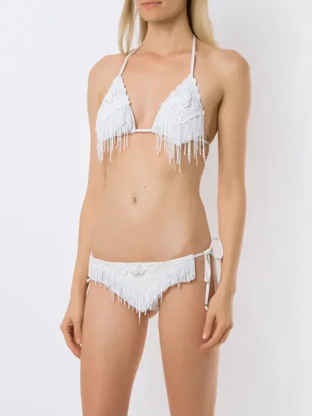 Bikiny Amir Slama s výšivkou bílé
