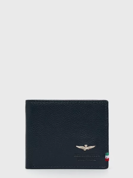 Шкіряний гаманець Aeronautica Militare синій