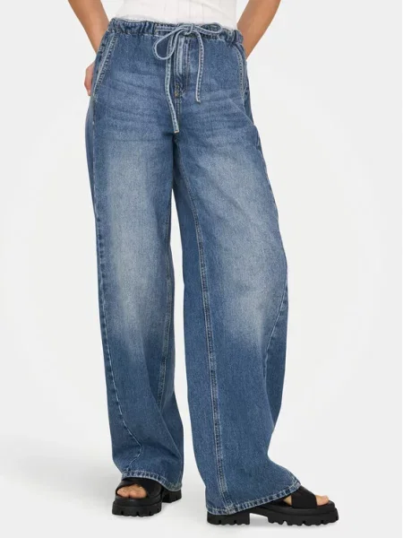 ONLY Jeansy Pennie Wide Leg niebieski