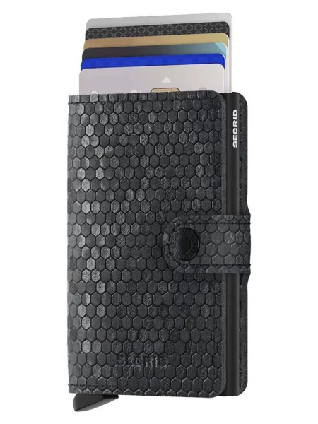 Usnjena denarnica Secrid Miniwallet Hexagon Black črna