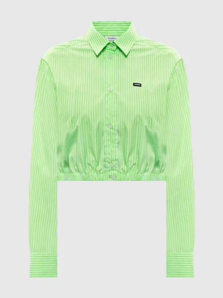 Укорочена сорочка в смужку Vetements зелена