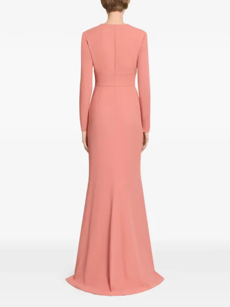 Rochie maxi Elie Saab cu funde cu decolteu în V roz
