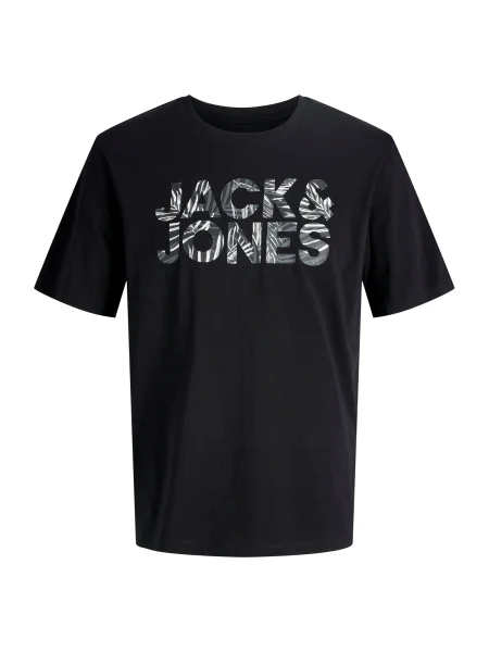 JACK & JONES Tricou JJEJEFF gri închis alb negru
