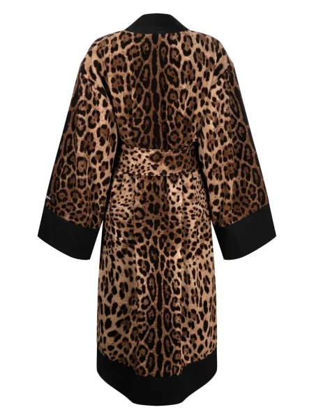 Raštuotas chalatas Dolce & Gabbana leopardinis ruda
