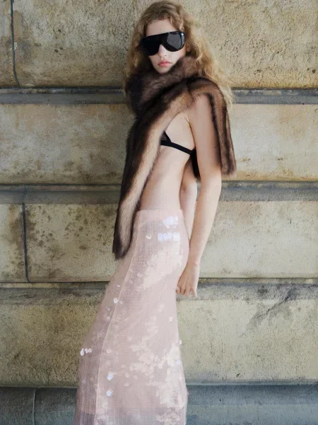 Спідниця міді MANGO бежевий