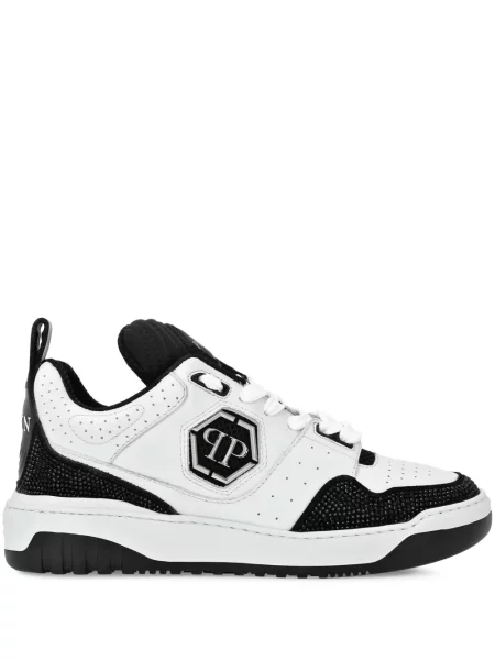 Sneakerși Philipp Plein din piele de cristal alb