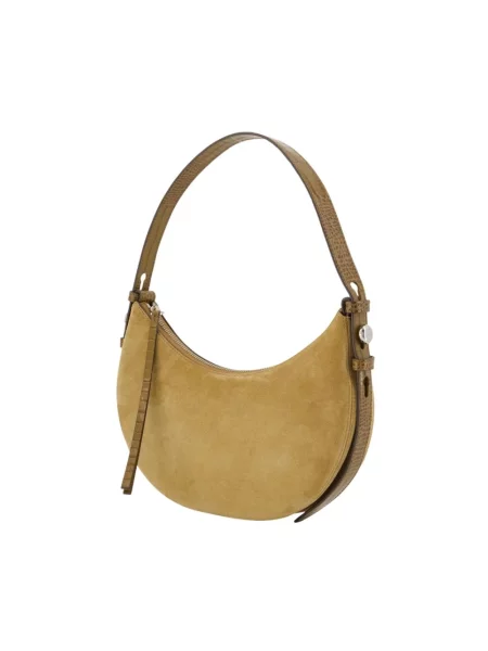 Tory Burch torebka crossbody zamszowa Romy Half Moon brązowa