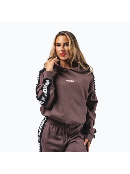 Bluză pentru femei NEBBIA Off-Duty Hoodie dark brown maro