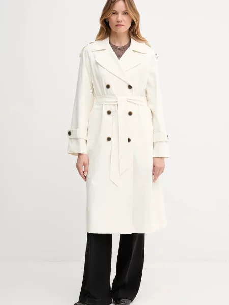 Dkny płaszcz przejściowy dwurzędowy beżowy