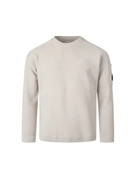 Sweter C.p. Company z okrągłym dekoltem beżowy