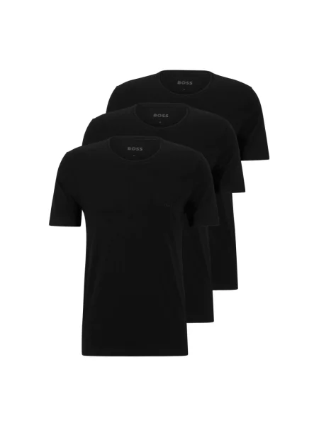 T-shirt z wyhaftowanym logo w zestawie 3 szt. model ‘Classic’ Boss czarna