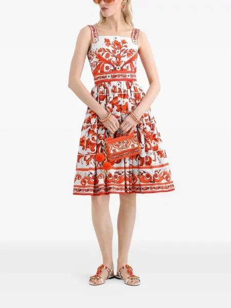 Rochie Dolce & Gabbana cu imagine din poplin alb