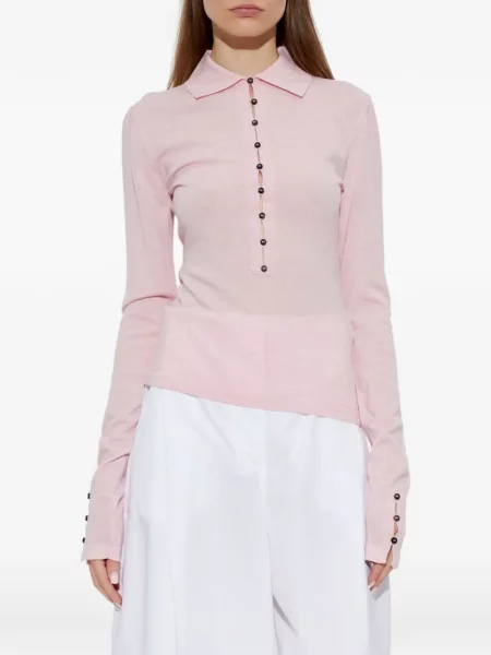 Μακρύς polo Jacquemus από μαλλί merino ροζ