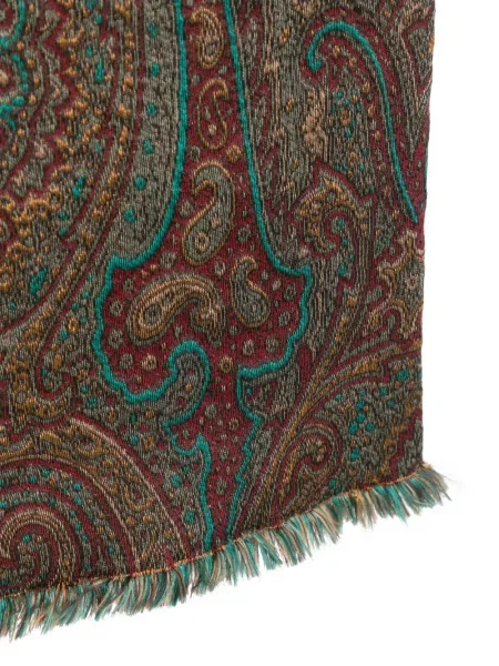 Κασκόλ Etro με κρόσσια paisley καφέ