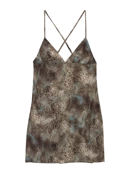 Pull&Bear Letní šaty / světlemodrá / hnědá / tmavě hnědá béžová