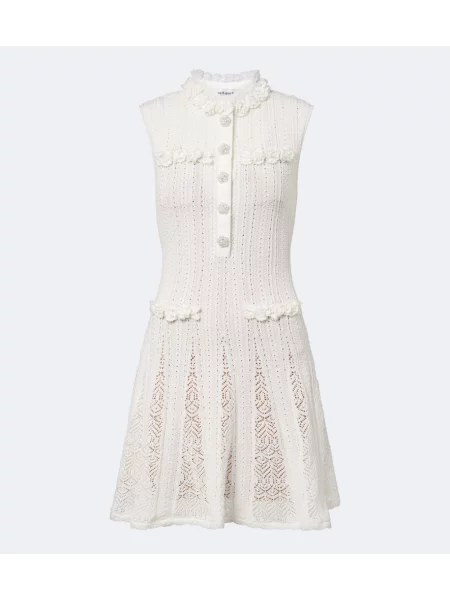 Rochie Self-portrait tricotate alb