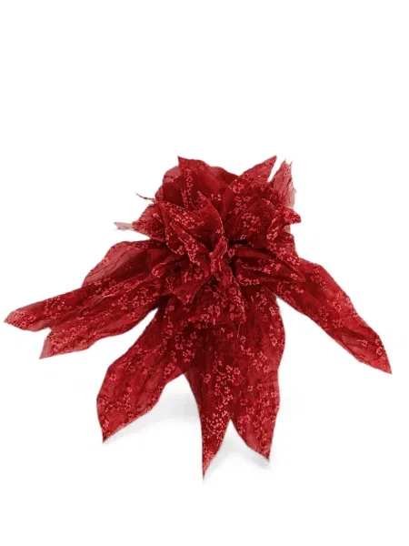 Brosa Alberta Ferretti de mătase cu model floral roșu