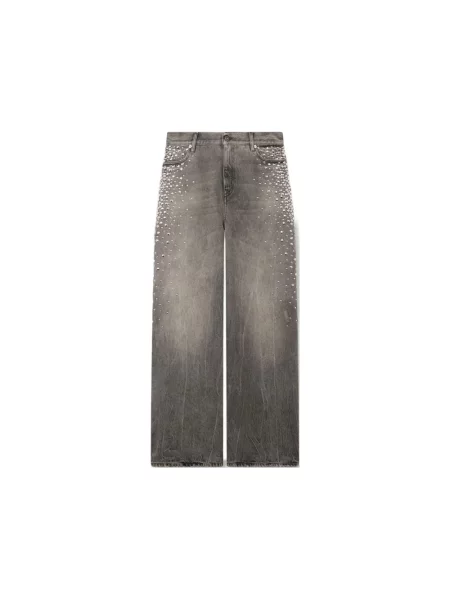 Szerokie jeansy Golden Goose z ćwiekami szare