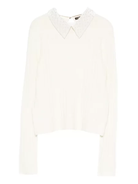 Пуловер Maje мъниста бяло