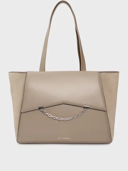 Кожаная сумка Karl Lagerfeld бежевая