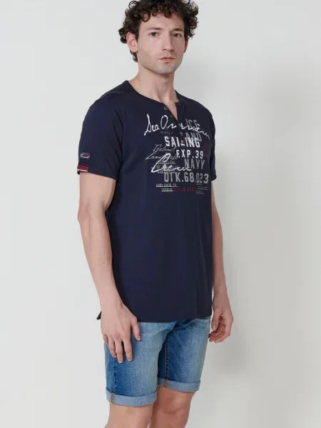 KOROSHI Tricou bleumarin / roșu alb