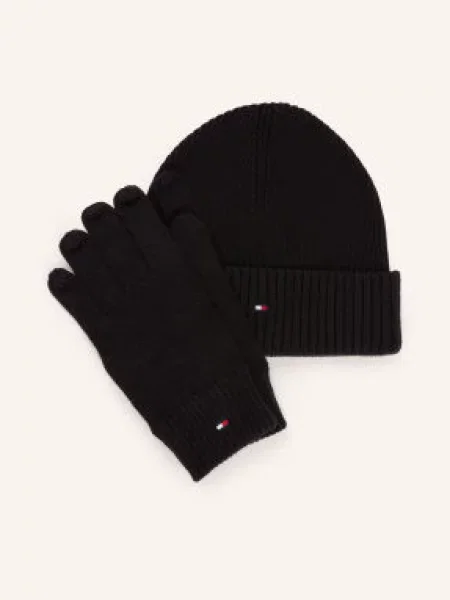 Tommy Hilfiger Sada: Rukavice A Čepice černá