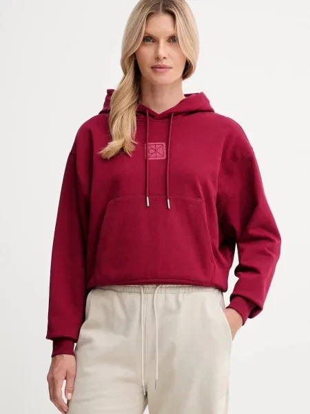 Calvin Klein bluza z kapturem gładka bordowy